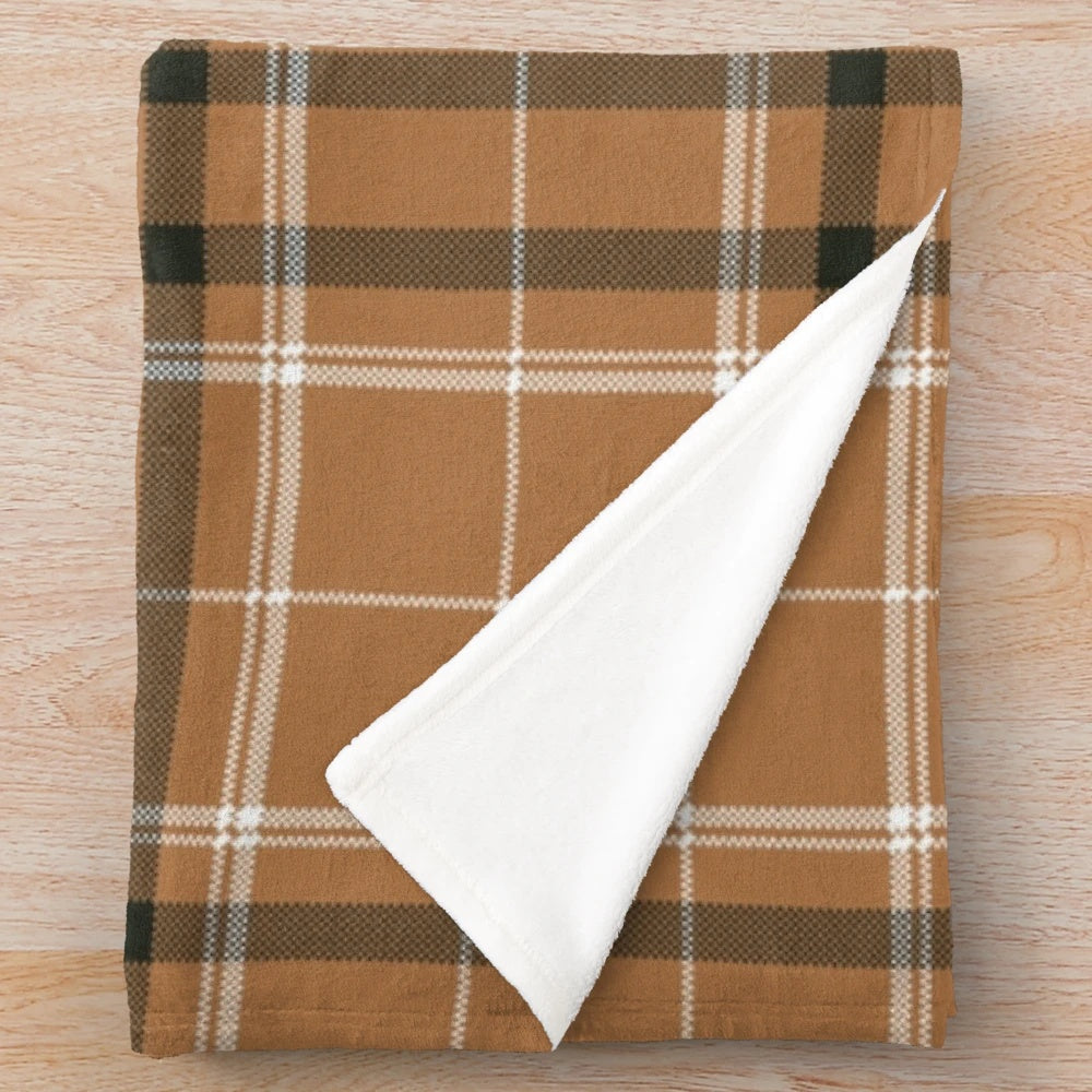 Brown plaid pattern plush blanket for home decor