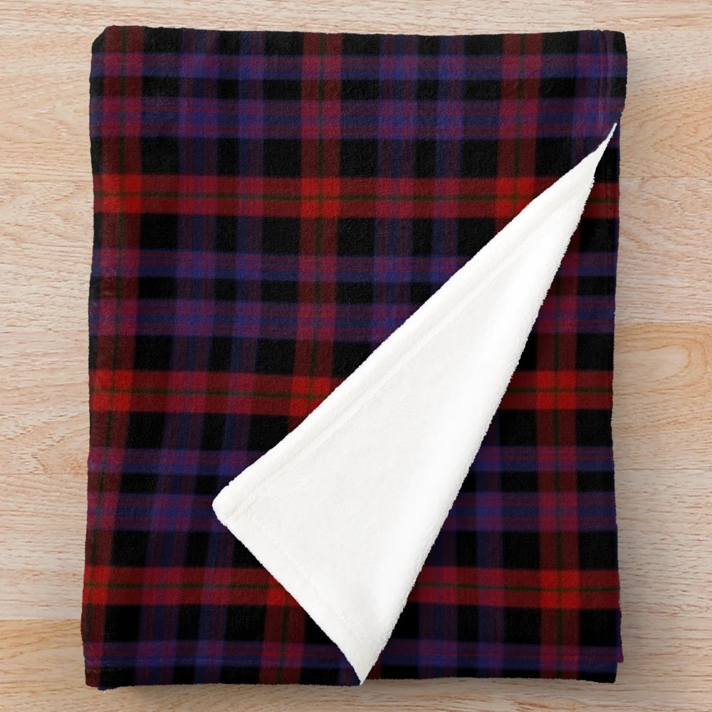 Brown tartan plush blanket with Scottish clan pattern