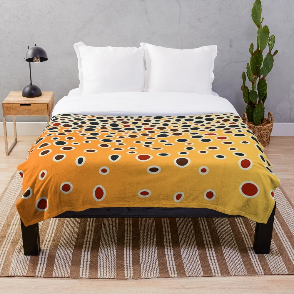 Plush brown trout themed blanket for fly fishing and outdoor enthusiasts