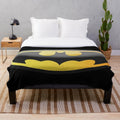 BTM plush blanket with bat, comic, and movie inspired design