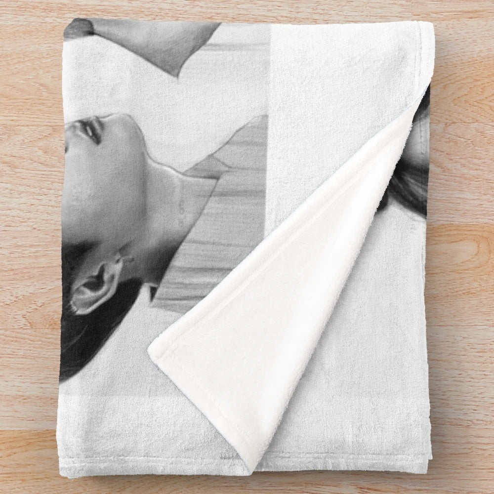 Plush blanket featuring a pencil drawing of the 7 members of the popular K-pop group BTS