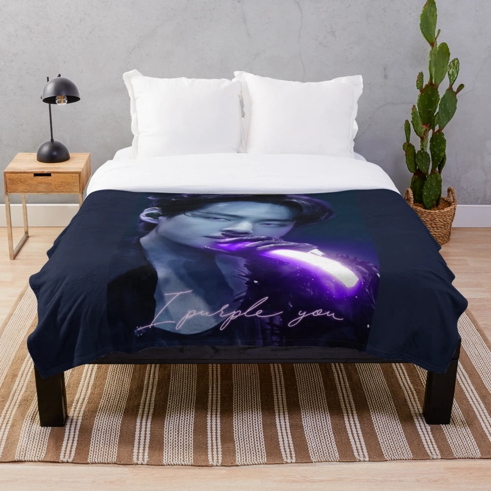 Soft and snuggly BTS V "I Purple You" themed plush blanket