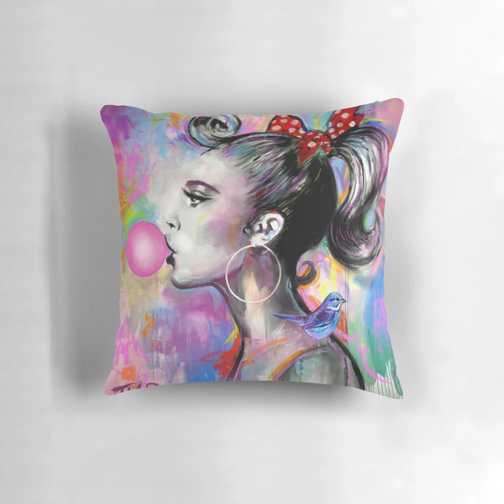 Soft and comfortable bubble girl-themed decorative pillow for home decor