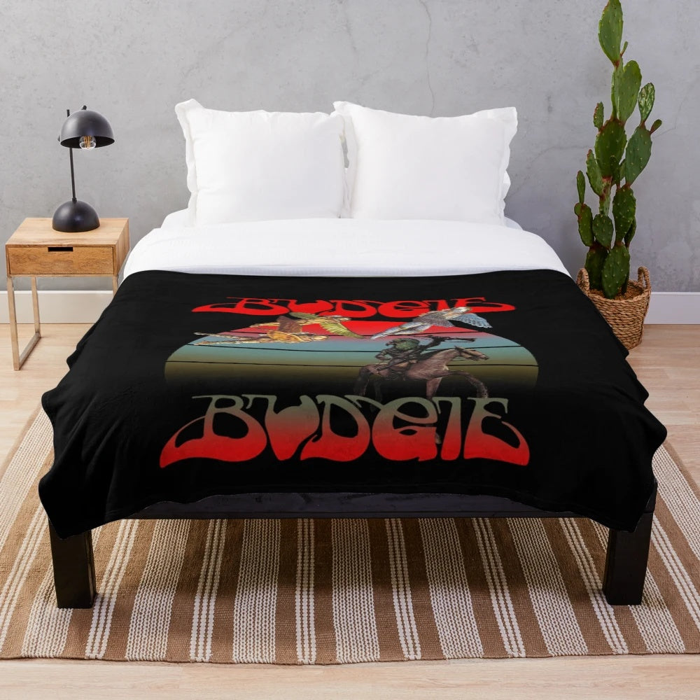 Budgie inspired plush blanket with nature design