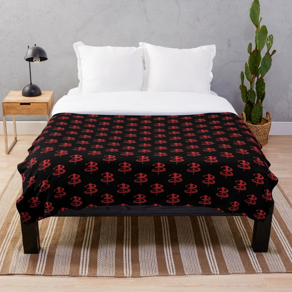 Cozy Buffy the Vampire Slayer Plush Blanket with Red Gradient Logo