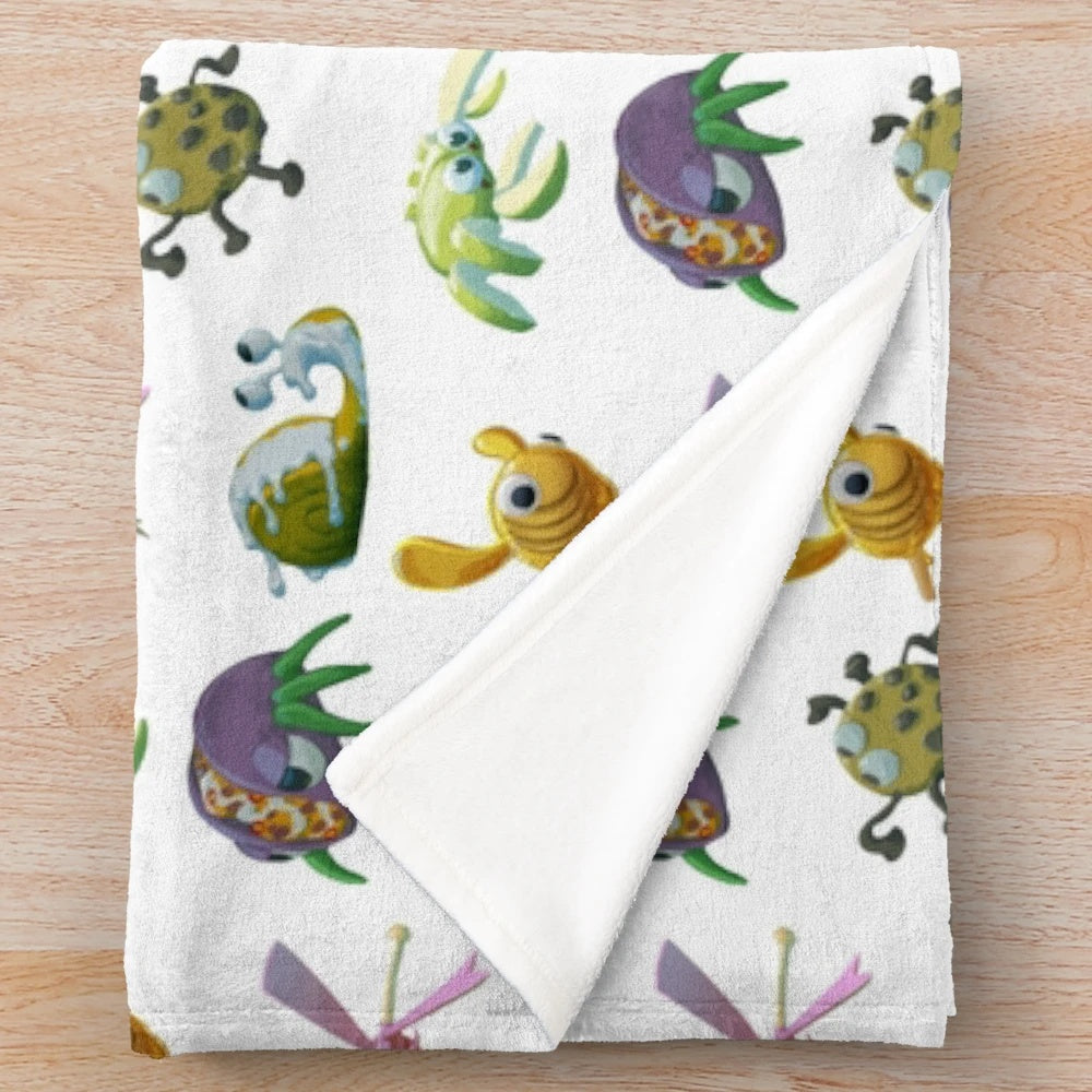 Soft and comfortable Bugsnax-themed plush blanket for gaming and home decor