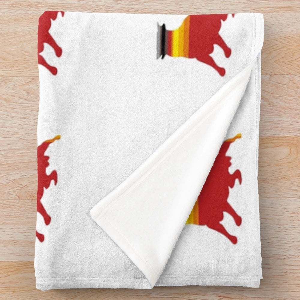 Colorful plush blanket featuring a bull design inspired by legendary animals and nature