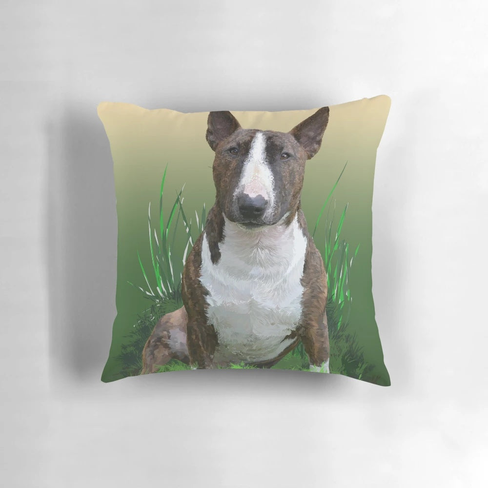 Soft and plush bull terrier dog breed pillow for home decor