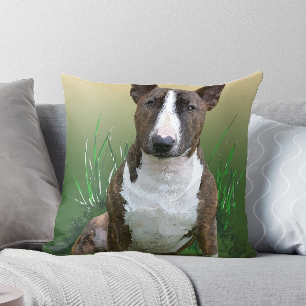 Soft and plush bull terrier dog breed pillow for home decor