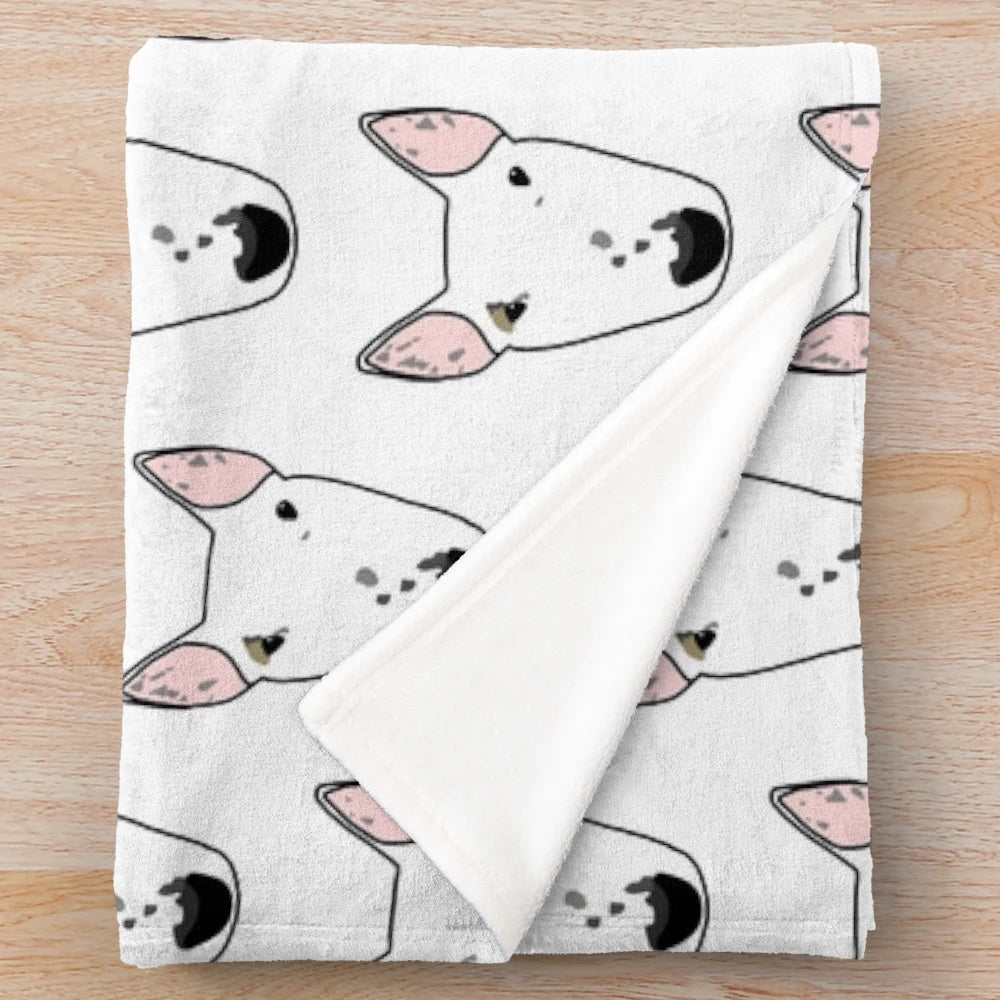 A soft and cuddly plush blanket featuring a bull terrier design