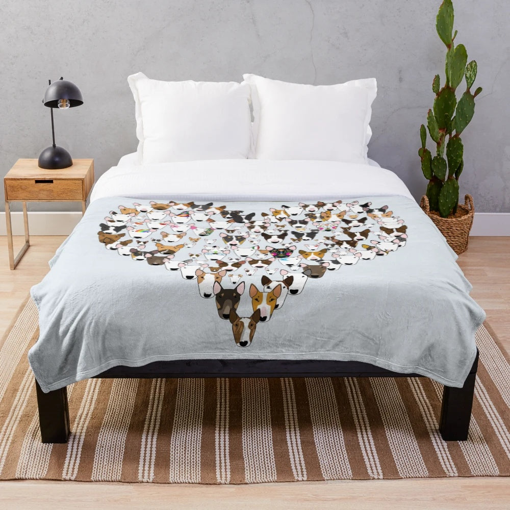 Bull Terrier Plush Blanket with Bully Breed Design