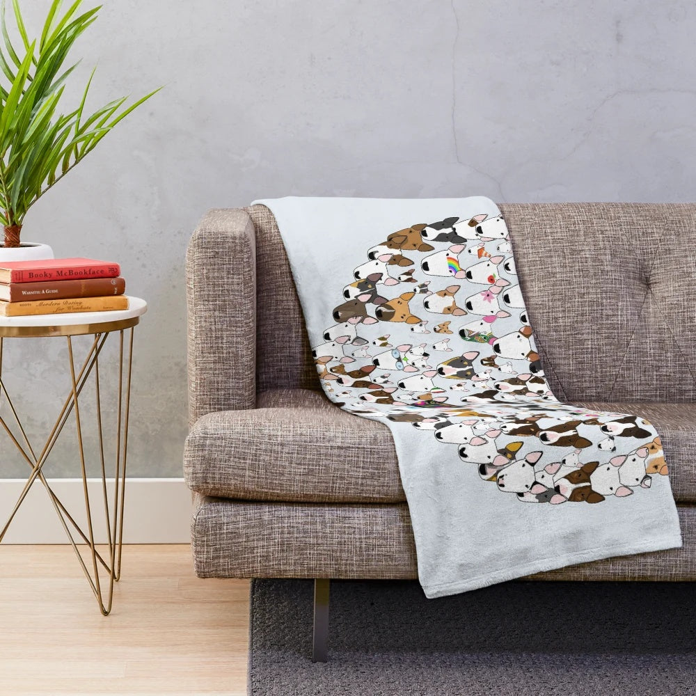Bull Terrier Plush Blanket with Bully Breed Design