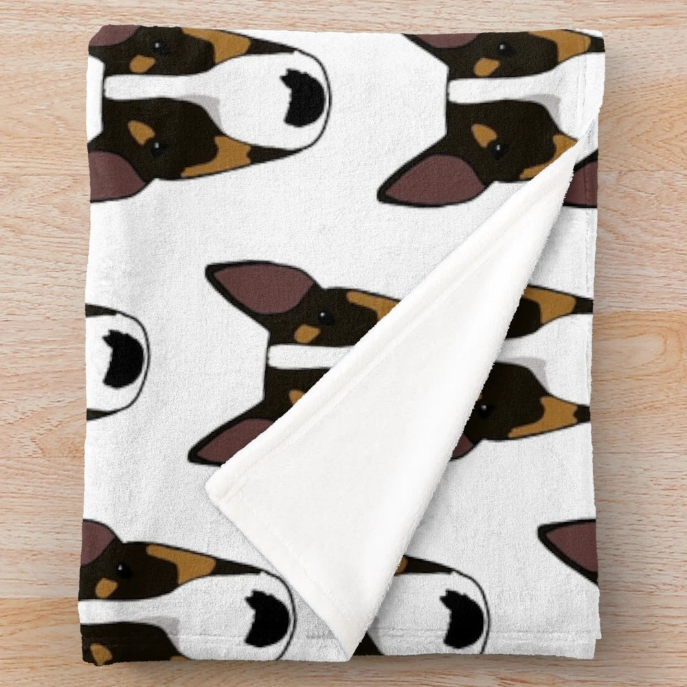 Soft and cuddly plush blanket featuring a bull terrier dog design