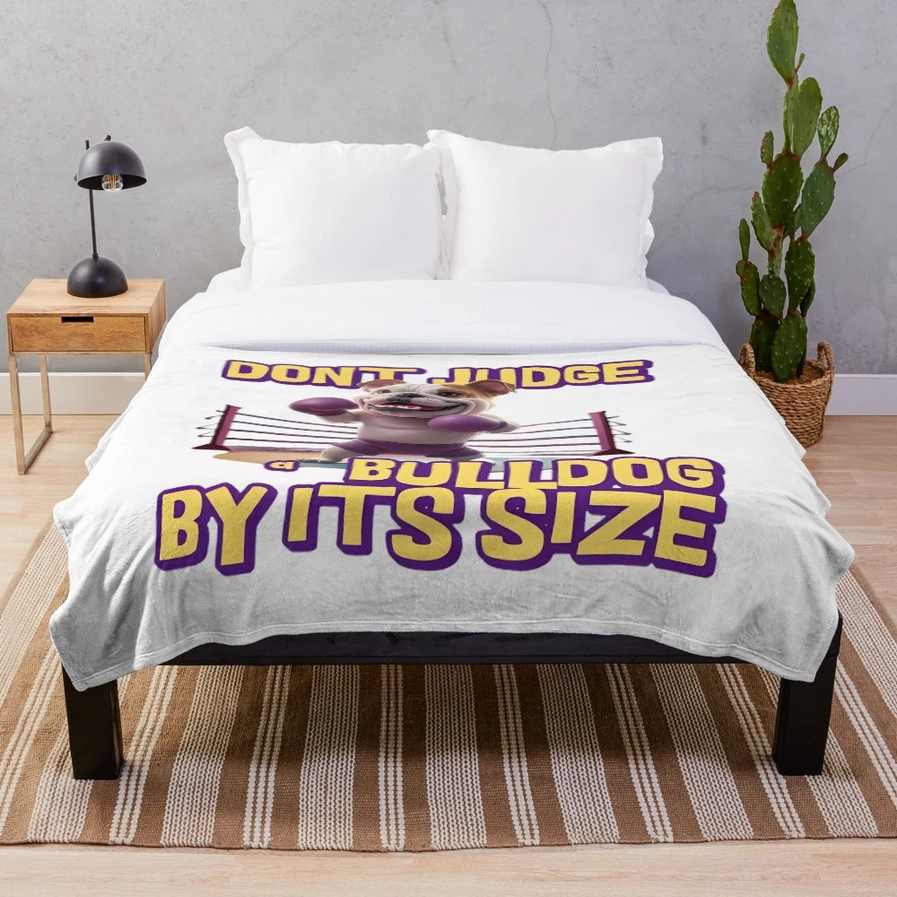 Bulldog plush blanket with cute dog design