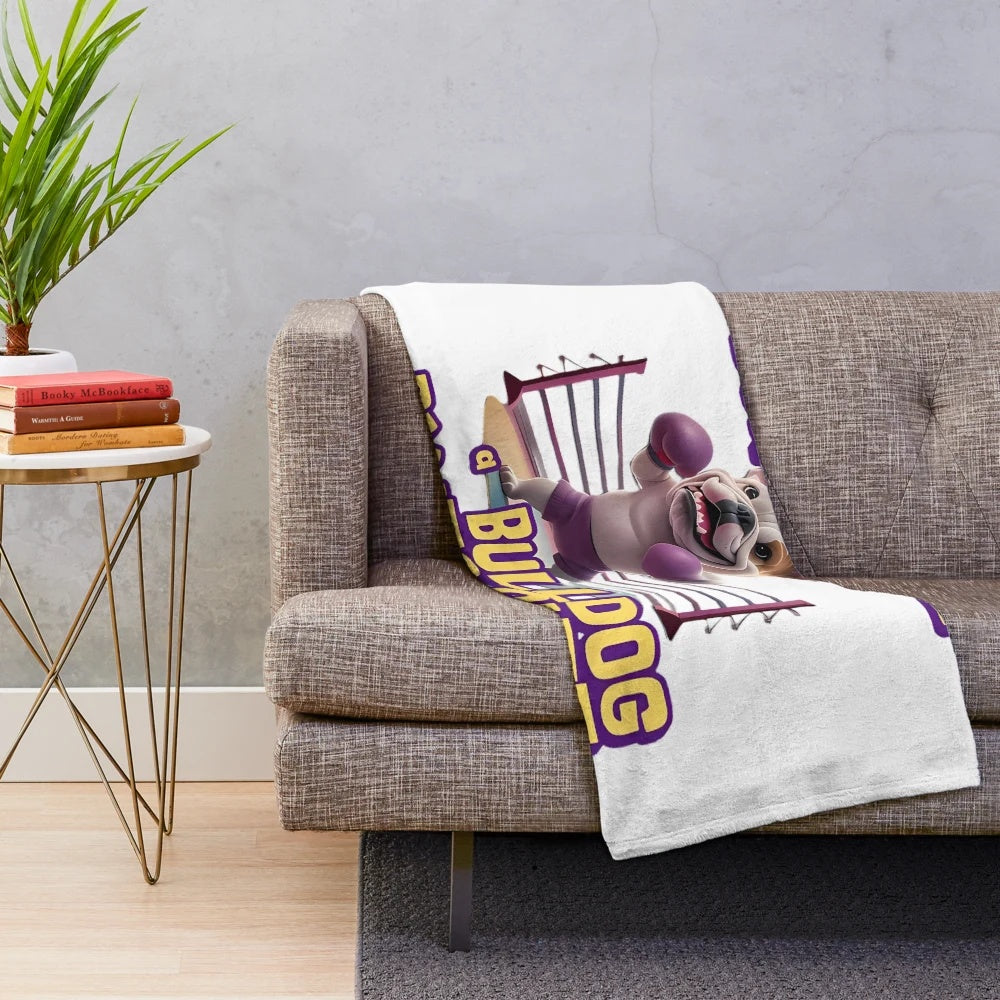 Bulldog plush blanket with cute dog design
