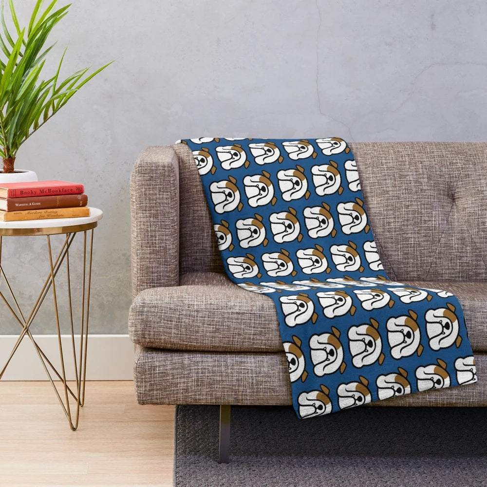 English Bulldog Plush Blanket with Bulldog Silhouette Design