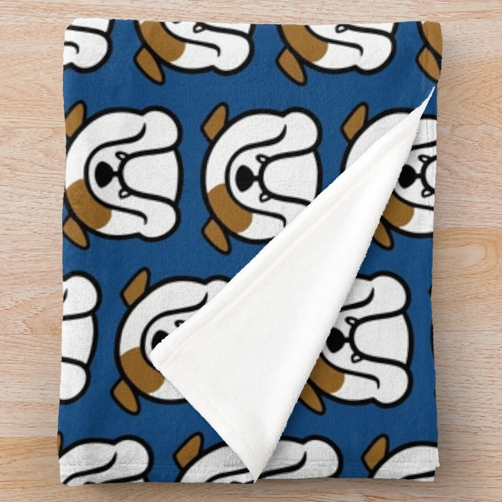 English Bulldog Plush Blanket with Bulldog Silhouette Design