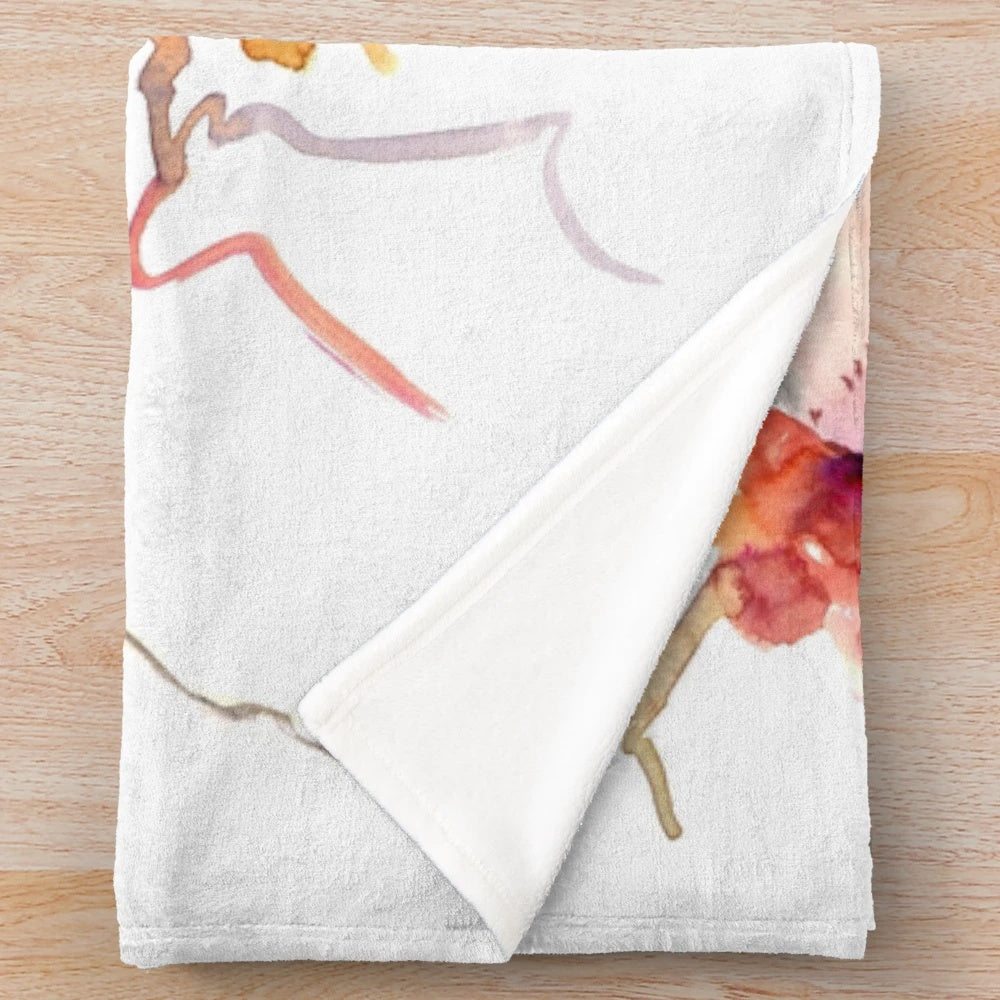 Plush blanket featuring a vintage-style illustration of two bullfinch birds surrounded by fall foliage and berries