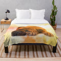 Bullmastiff dog portrait on a plush blanket