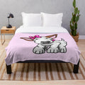 Bullterrier plush blanket featuring a cute cartoon design