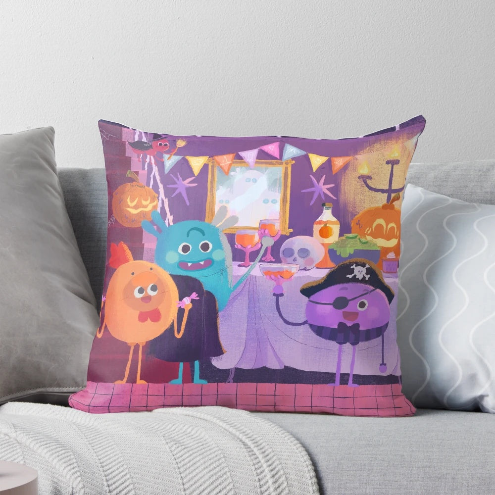 Bumble Nums Halloween-themed cartoon pillow