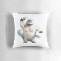 Soft, plush Bumble the Abominable Snowman pillow with a snowy winter scene, perfect for Christmas and holiday home decor.