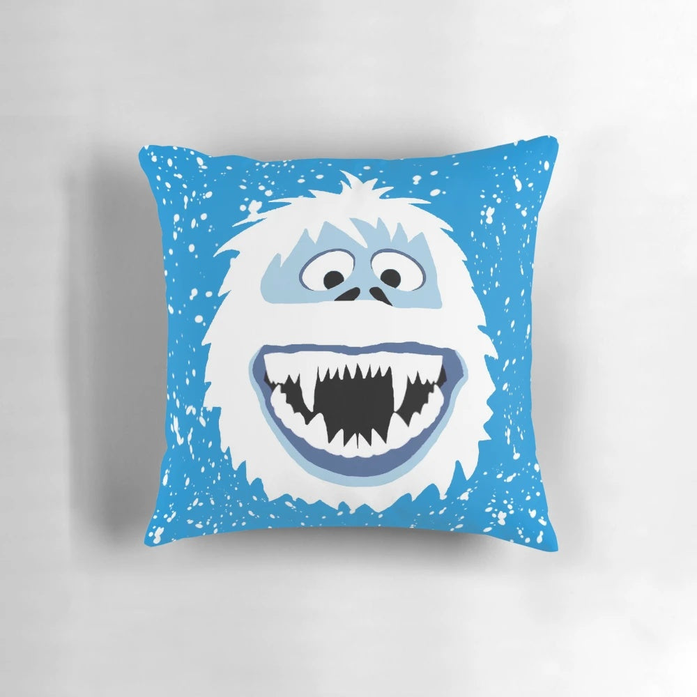 Soft and plush Bumble the Abominable Snowman face pillow for holiday home decor