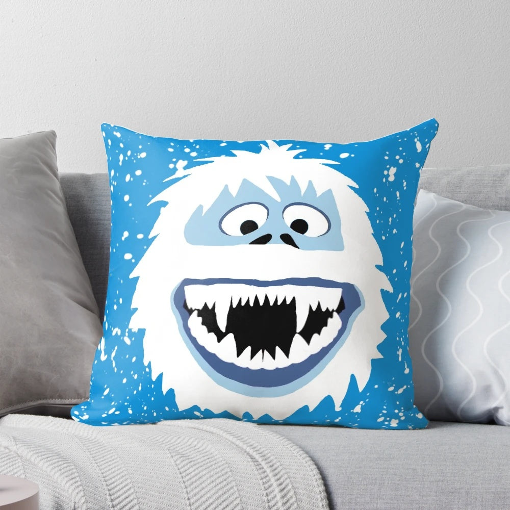 Soft and plush Bumble the Abominable Snowman face pillow for holiday home decor