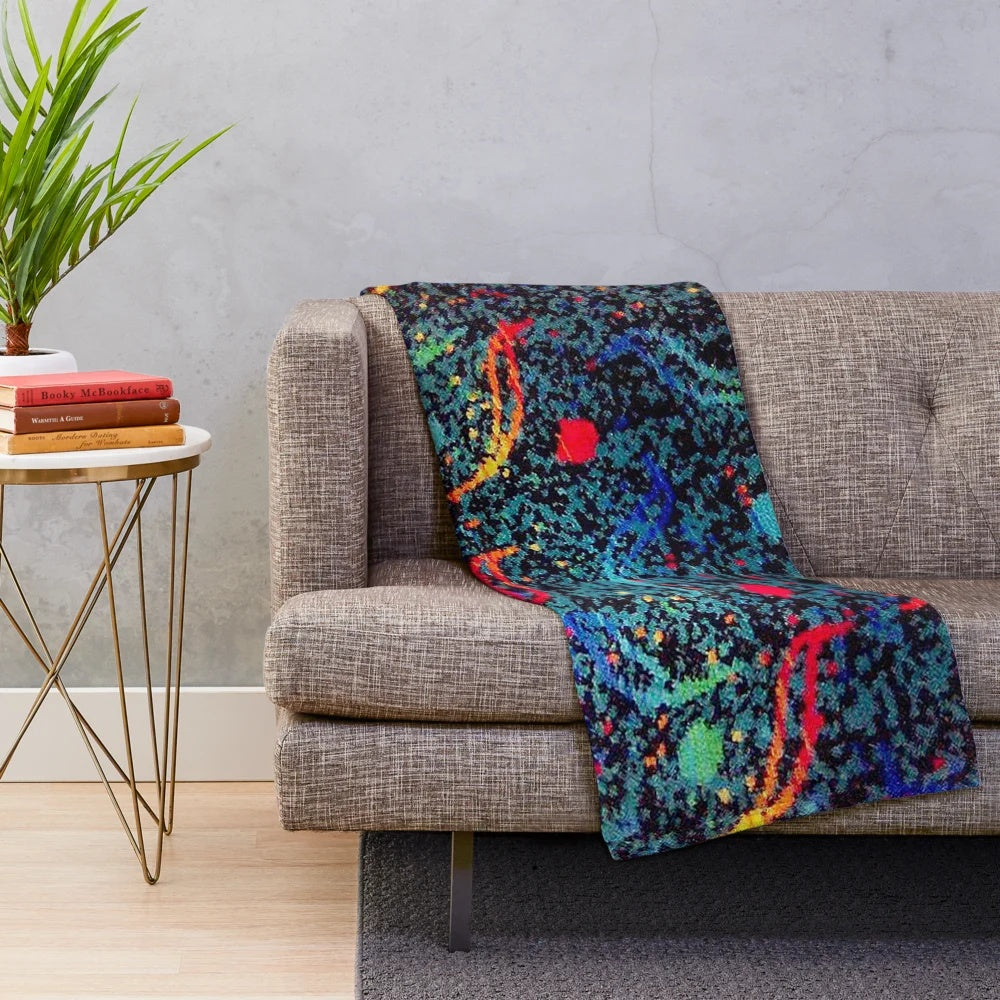 Soft plush blanket with retro bus seat pattern design