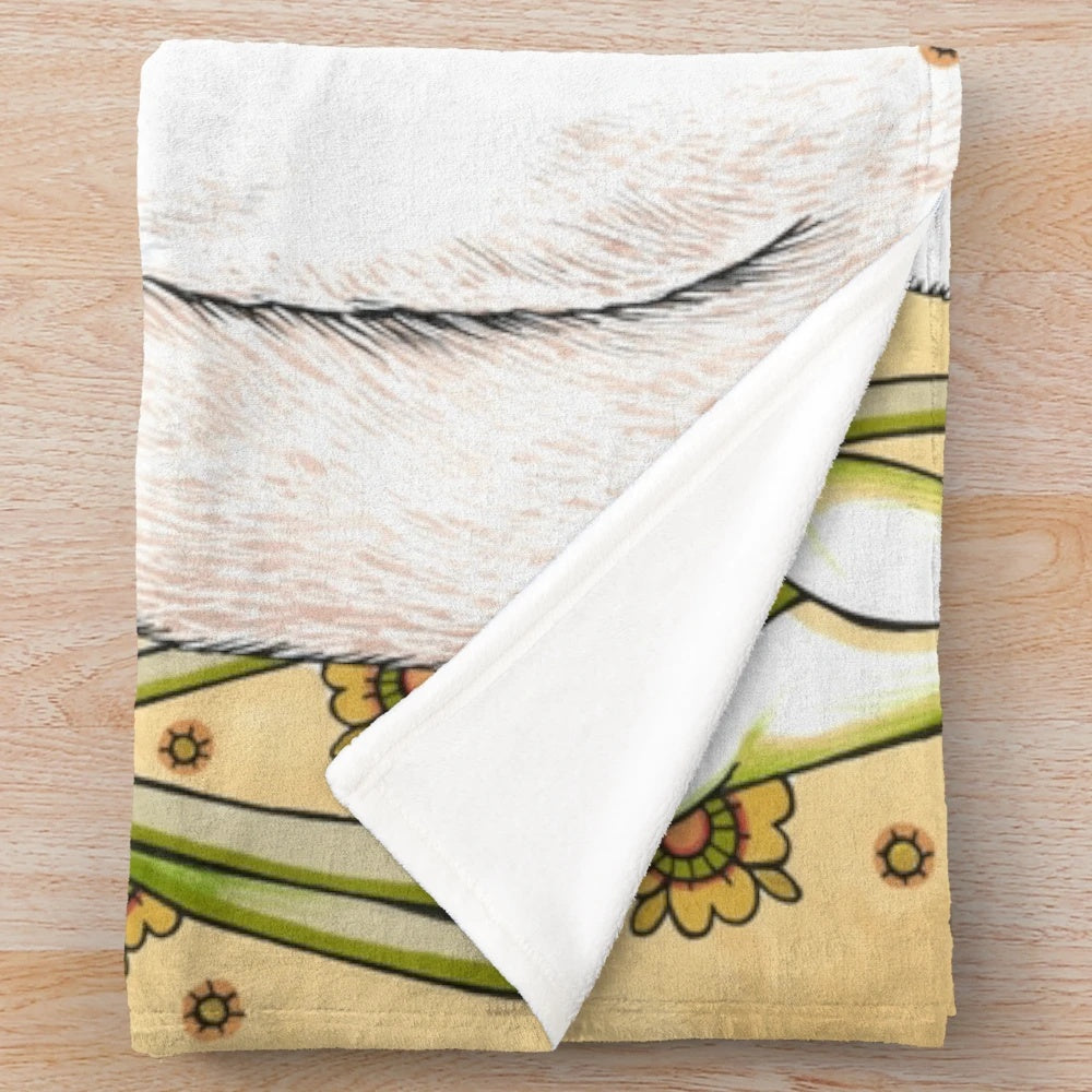 Cozy plush blanket featuring butterflies and bees