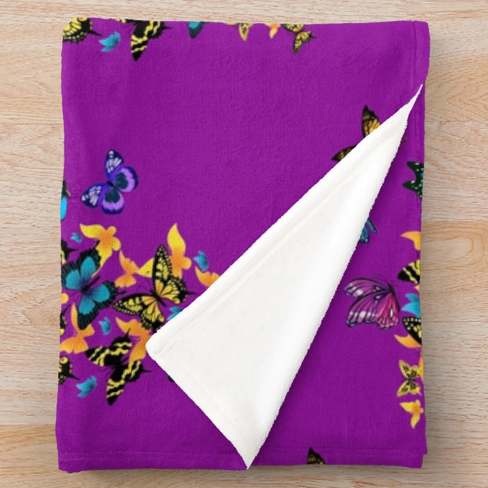 Soft and comfortable plush blanket featuring a beautiful butterflies design