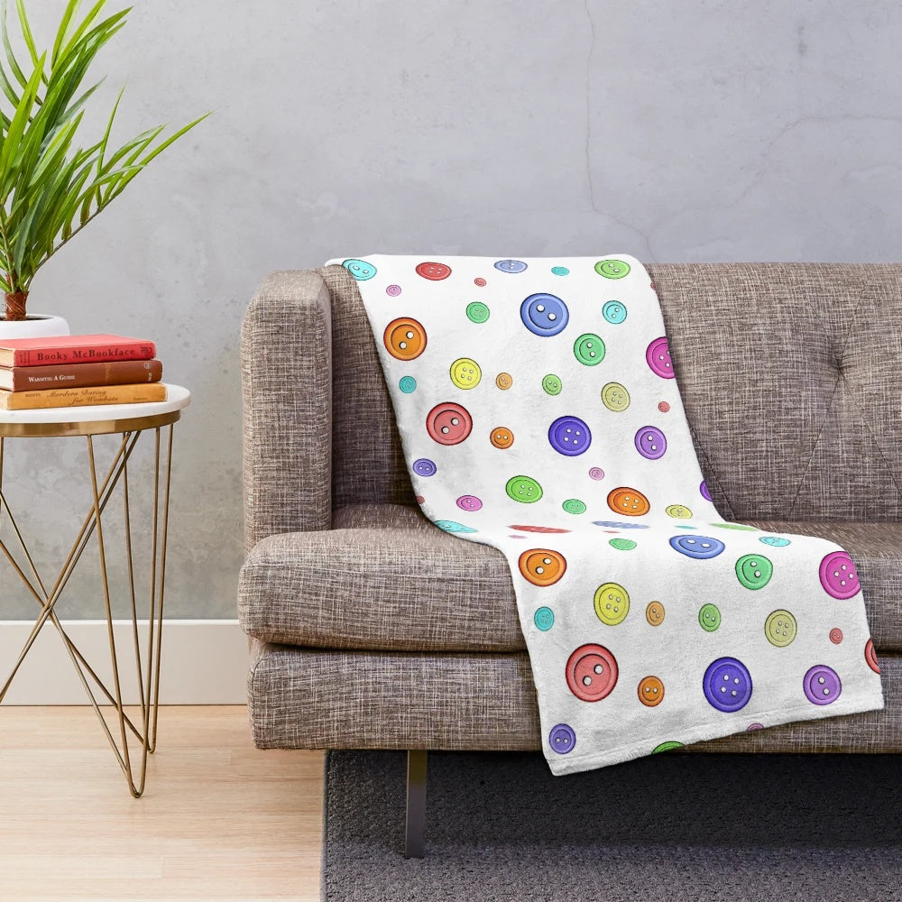 Plush button pattern blanket for sewing and hobby enthusiasts