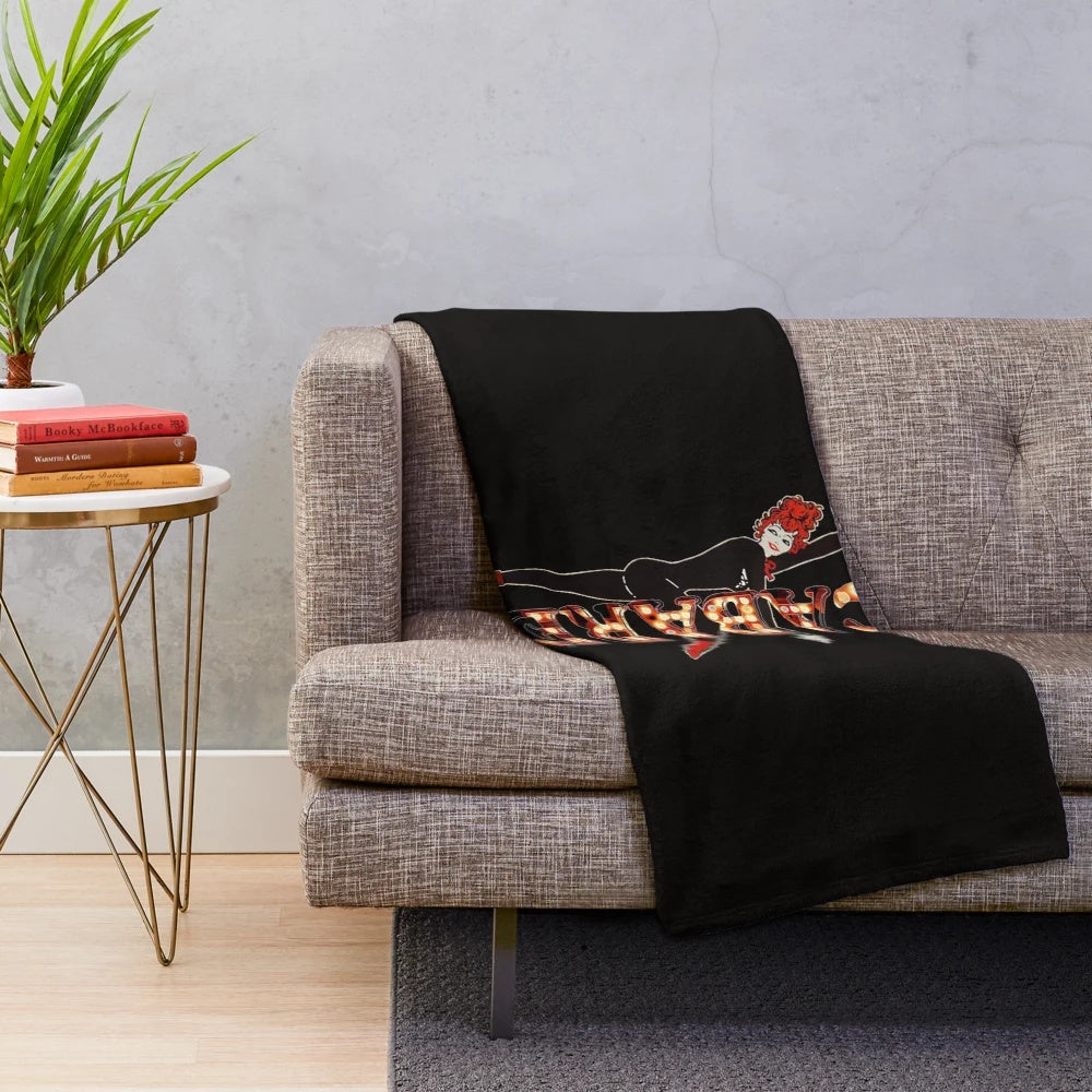 Plush cabaret-themed blanket featuring Liza Minnelli
