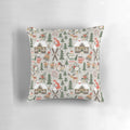 Cozy Cabin Throw Pillow with winter nature design in light grey