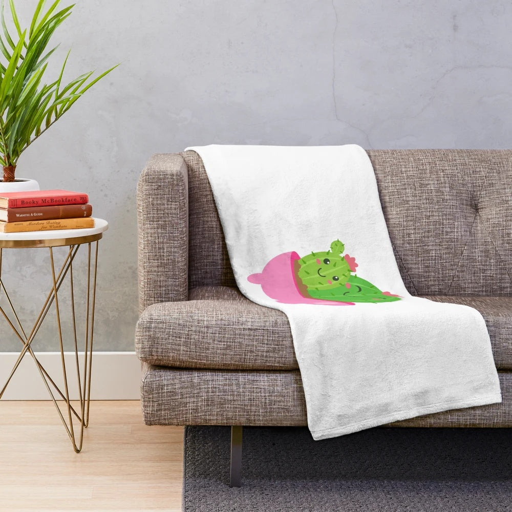 Soft and cuddly green cactus plush blanket for your home