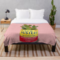 Plush blanket with cactus and cafe bustelo can illustration for cozy kitchen or home decor