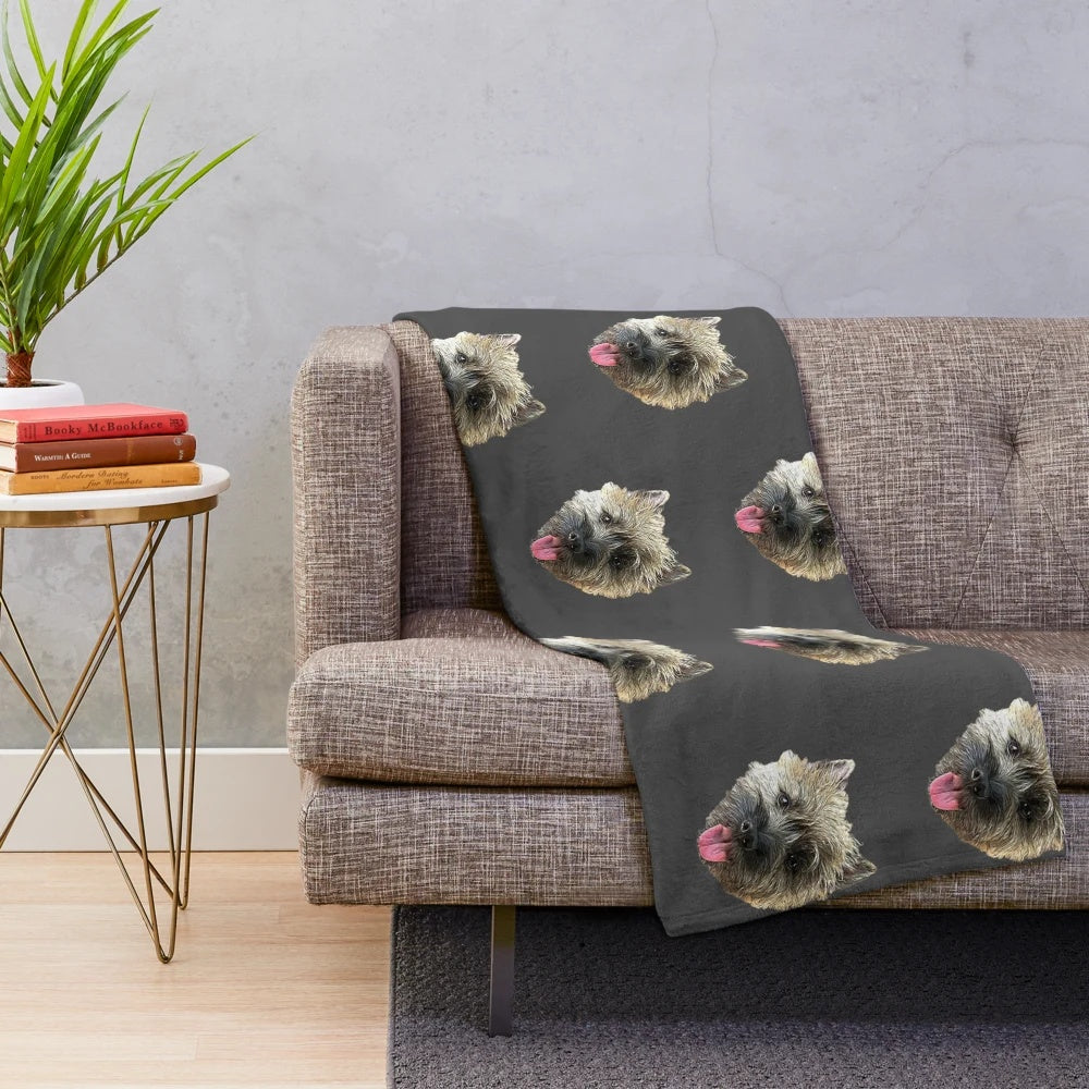 Cairn Terrier plush blanket featuring a cute and fluffy dog breed