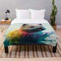 Cairn Terrier dog breed plush blanket with colorful synesthetic splash painting artwork