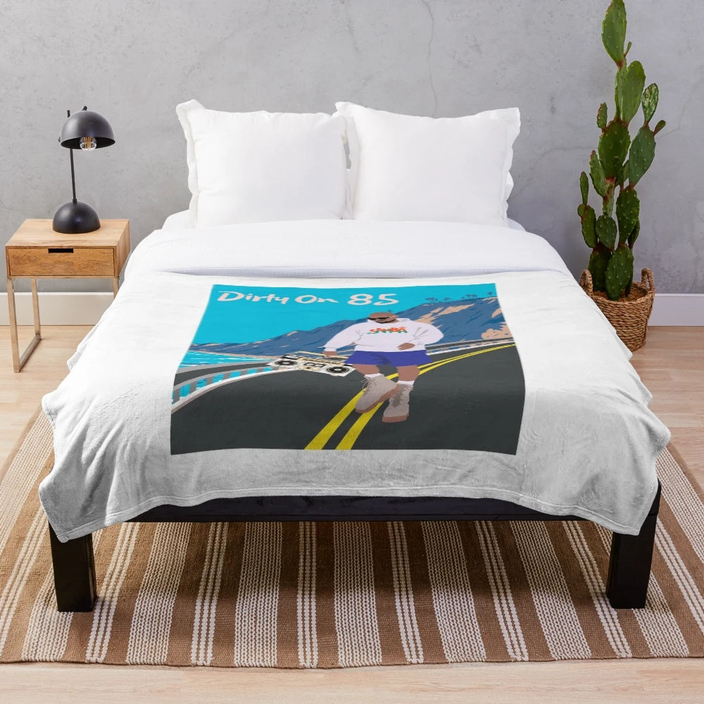 Plush blanket with hip hop and California coastal vibes