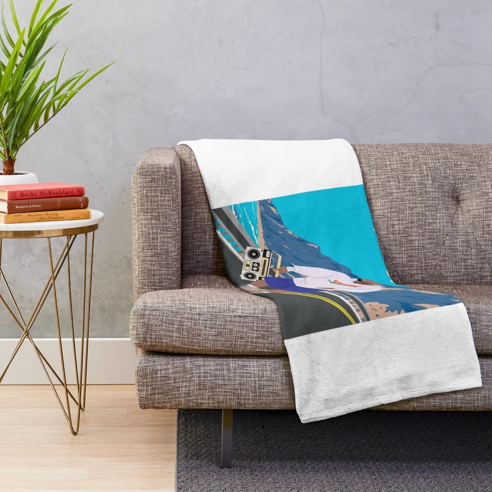 Plush blanket with hip hop and California coastal vibes