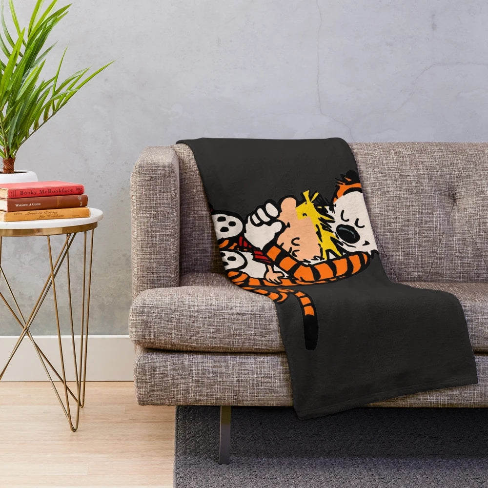 Calvin and Hobbes inspired plush blanket