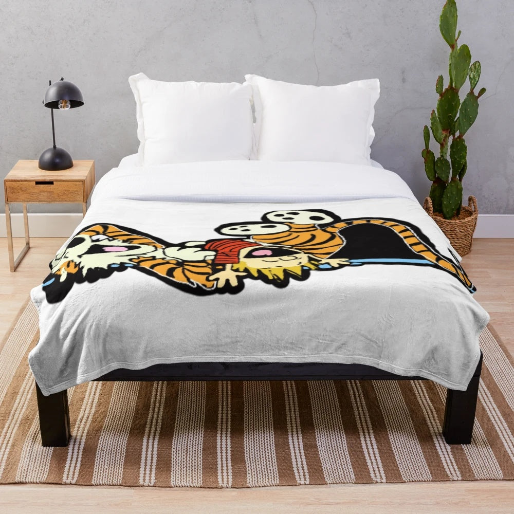 Calvin and Hobbes inspired plush blanket