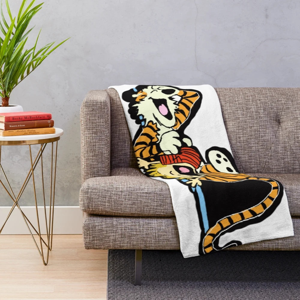 Calvin and Hobbes inspired plush blanket