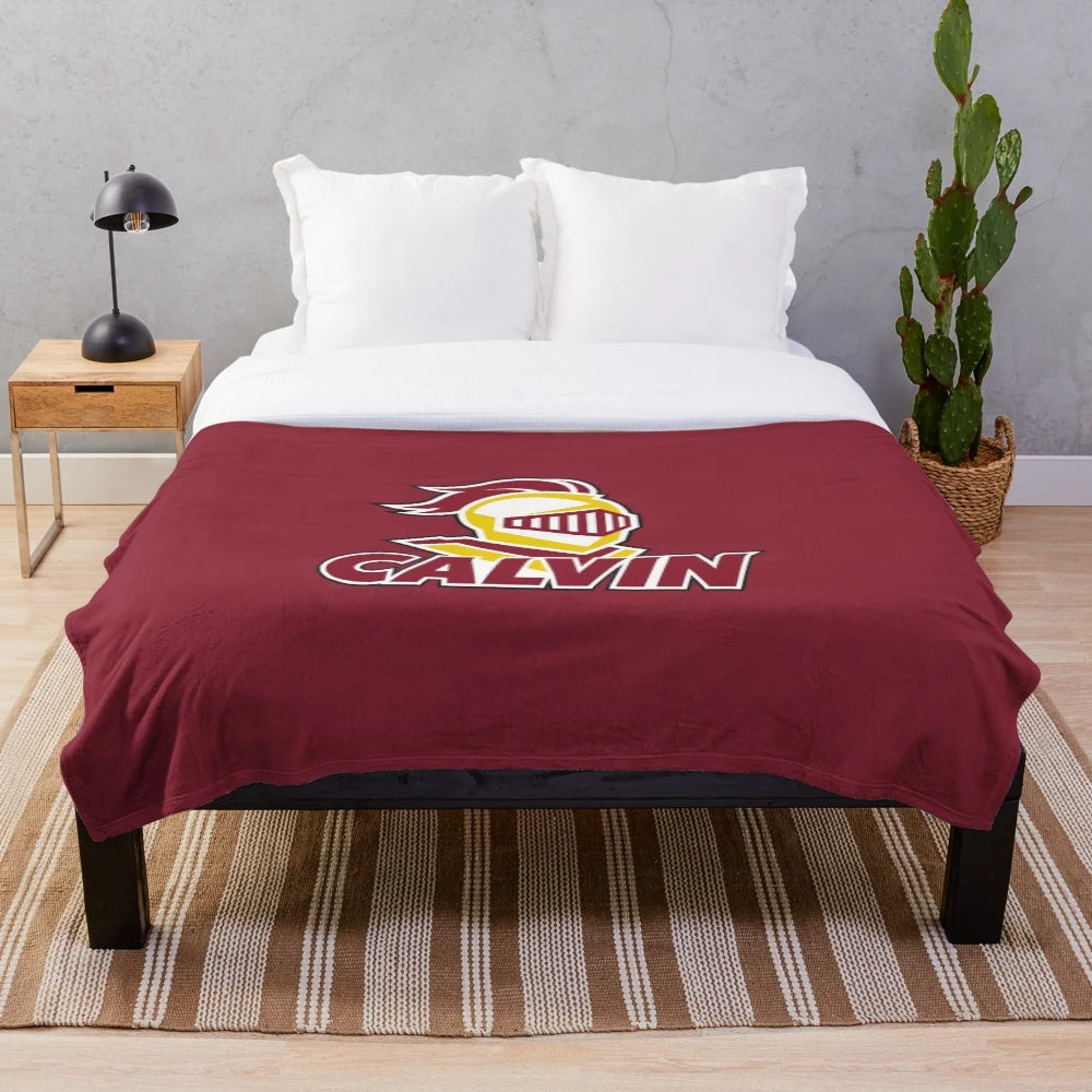 Soft and durable plush blanket featuring the Calvin Knight logo