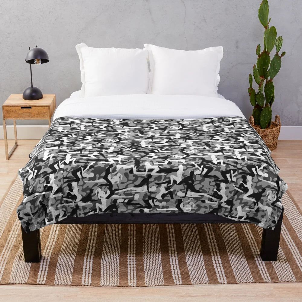 Camouflage plush blanket for romantic and intimate moments
