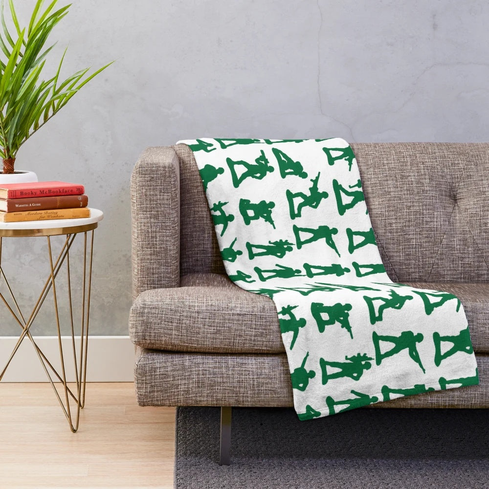 Plush blanket with graphic design of army soldier silhouette