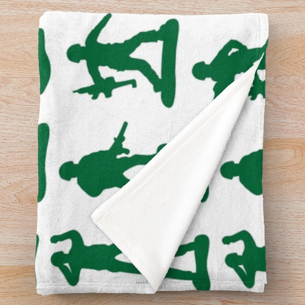 Plush blanket with graphic design of army soldier silhouette