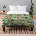 Camp Campbell inspired plush blanket with cartoon pattern