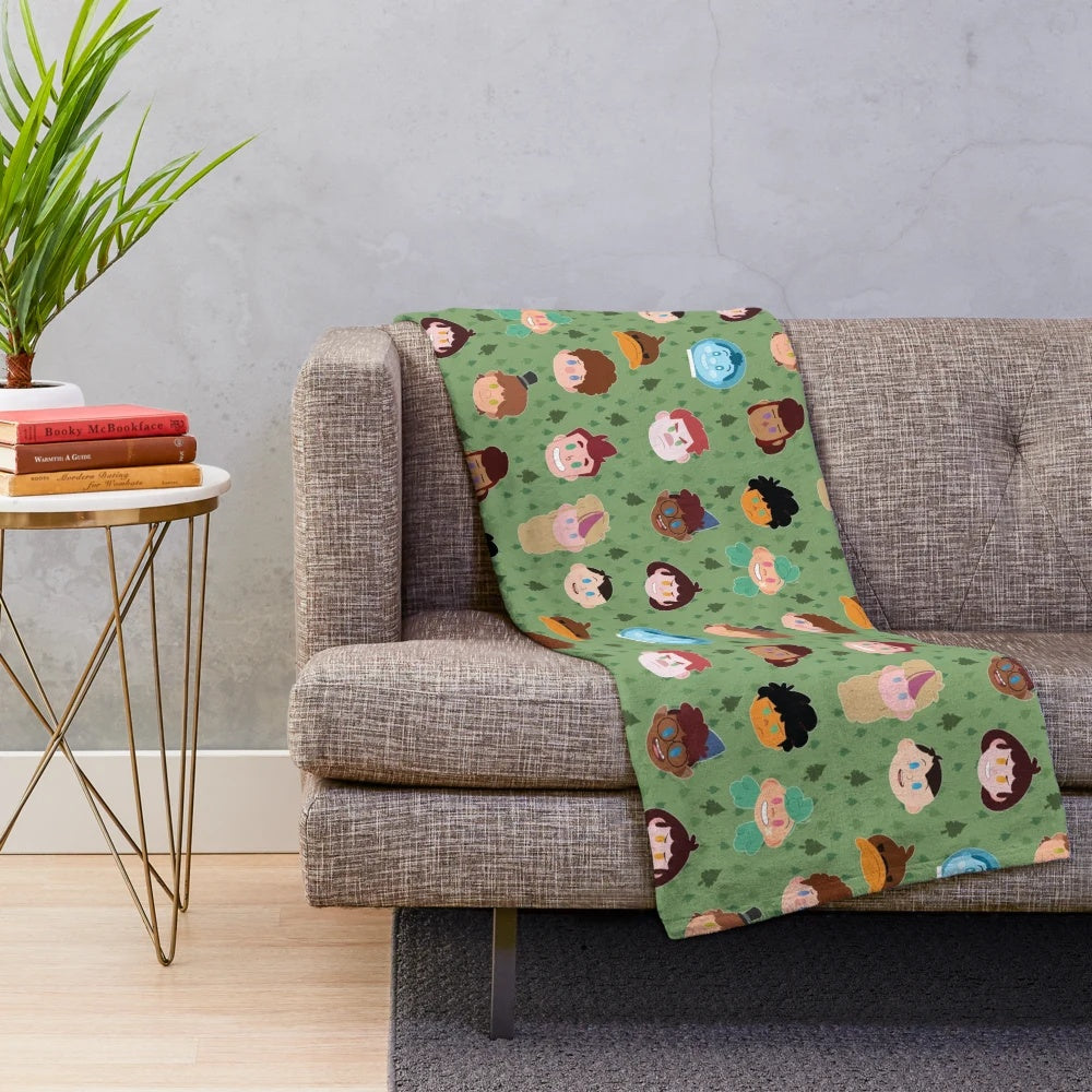 Camp Campbell inspired plush blanket with cartoon pattern