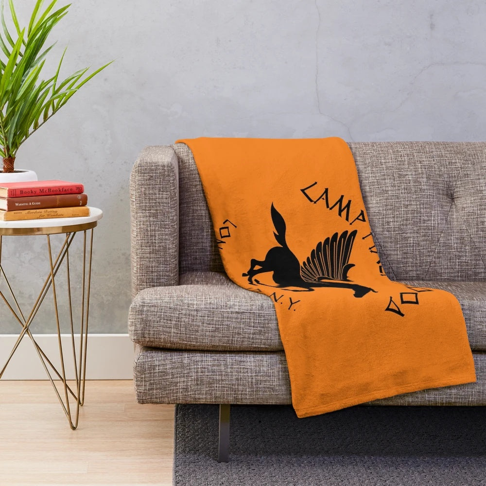 Camp Half-Blood inspired plush blanket featuring characters from the Percy Jackson series